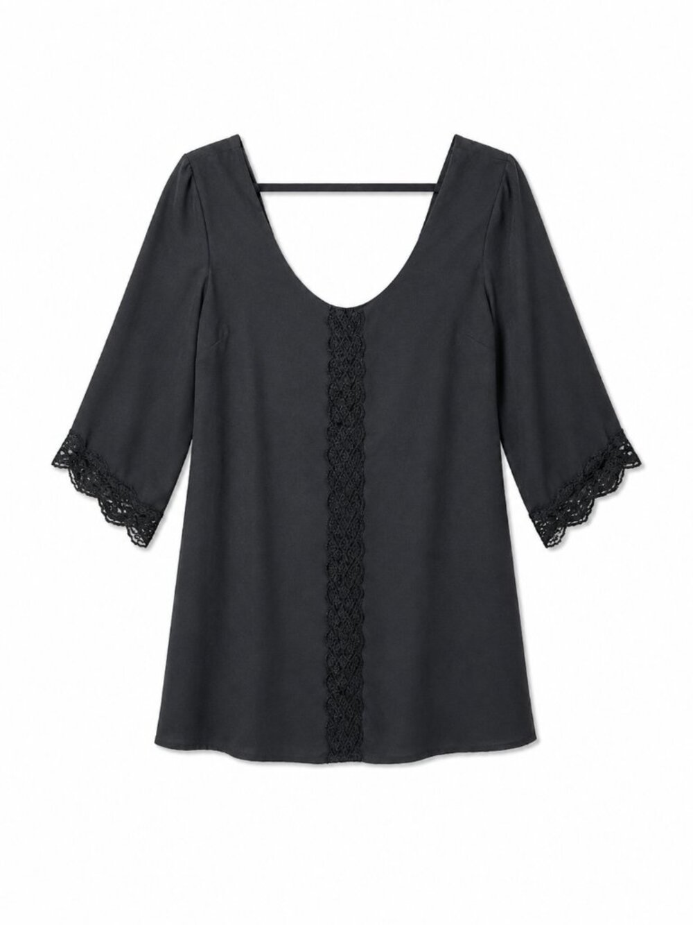 ASTR Womens Black Mini Dress with Lace Detail Size Medium Boho Chic - Picture 1 of 8